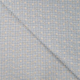 Cotton Seersucker Embroidery blauw - seersucker