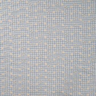 Cotton Seersucker Embroidery blauw - seersucker